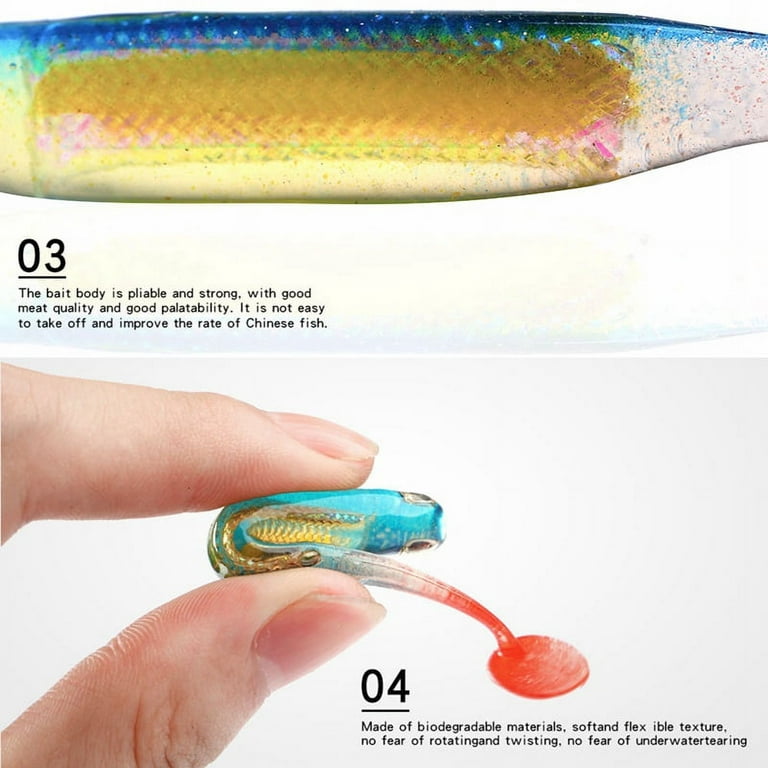 Wisremt 5 Pcs 7.5cm Soft Rubber Bait Fishing Lures Jig Wobbler Soft Worm Carp Fishing Bait Artificial Silicone Lure