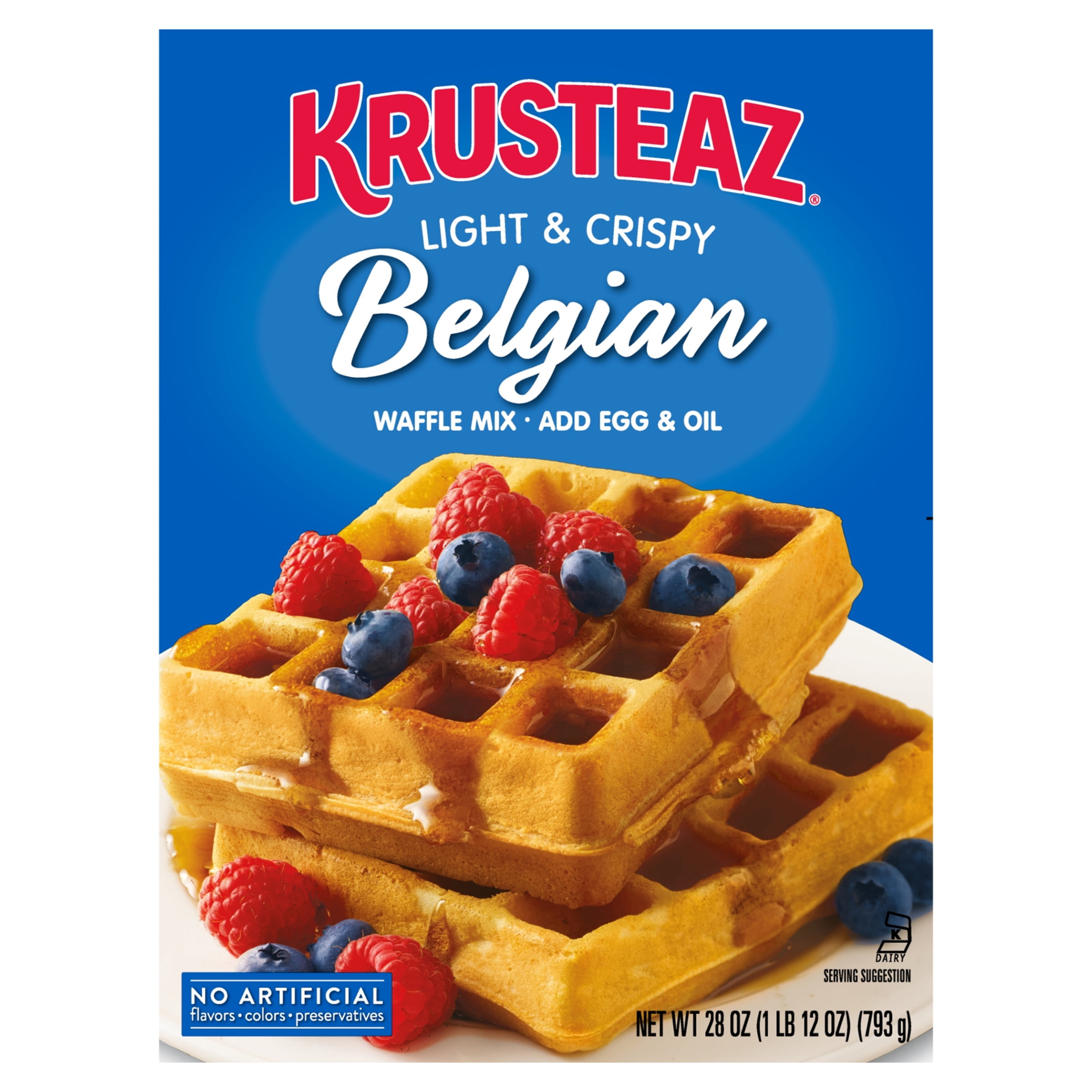 Krusteaz Light & Crispy Belgian Waffle Mix, 28 oz Box