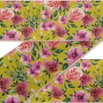 thumbnail image 1 of IBA Indianbeautifulart Yellow Flower & Leaves Watercolor Fabric Lace Dressmaking Dupion&nbsp;Trim&nbsp;Tape Printed Sewing Lace By 9 Yard 3 Inches, 1 of 1