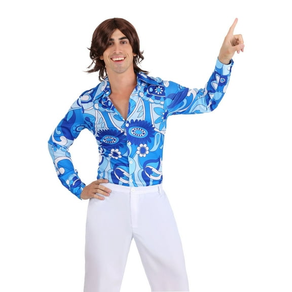 Men's Blue Flower Disco Shirt