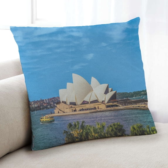 Ahgly Company Sites Sydney Opera House Indoor Throw Pillow, 18 inch by 18 inch