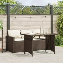 vidaXL 2 Piece Patio Dining Set with Cushions Brown Poly Rattan