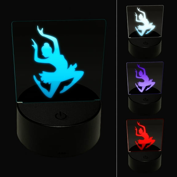 Graceful Ballerina Leaping LED Night Light Sign 3D Illusion Desk Nightstand Lamp