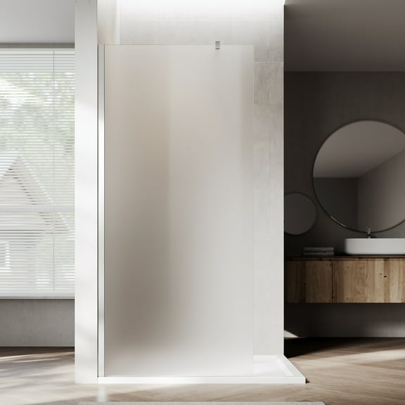 Sunny Shower Framed Shower Door  30“x72” Privacy Frosted Glass - 5/16" Thick Tempered Glass & Heavy-Duty Bright Silver Aluminum Frame