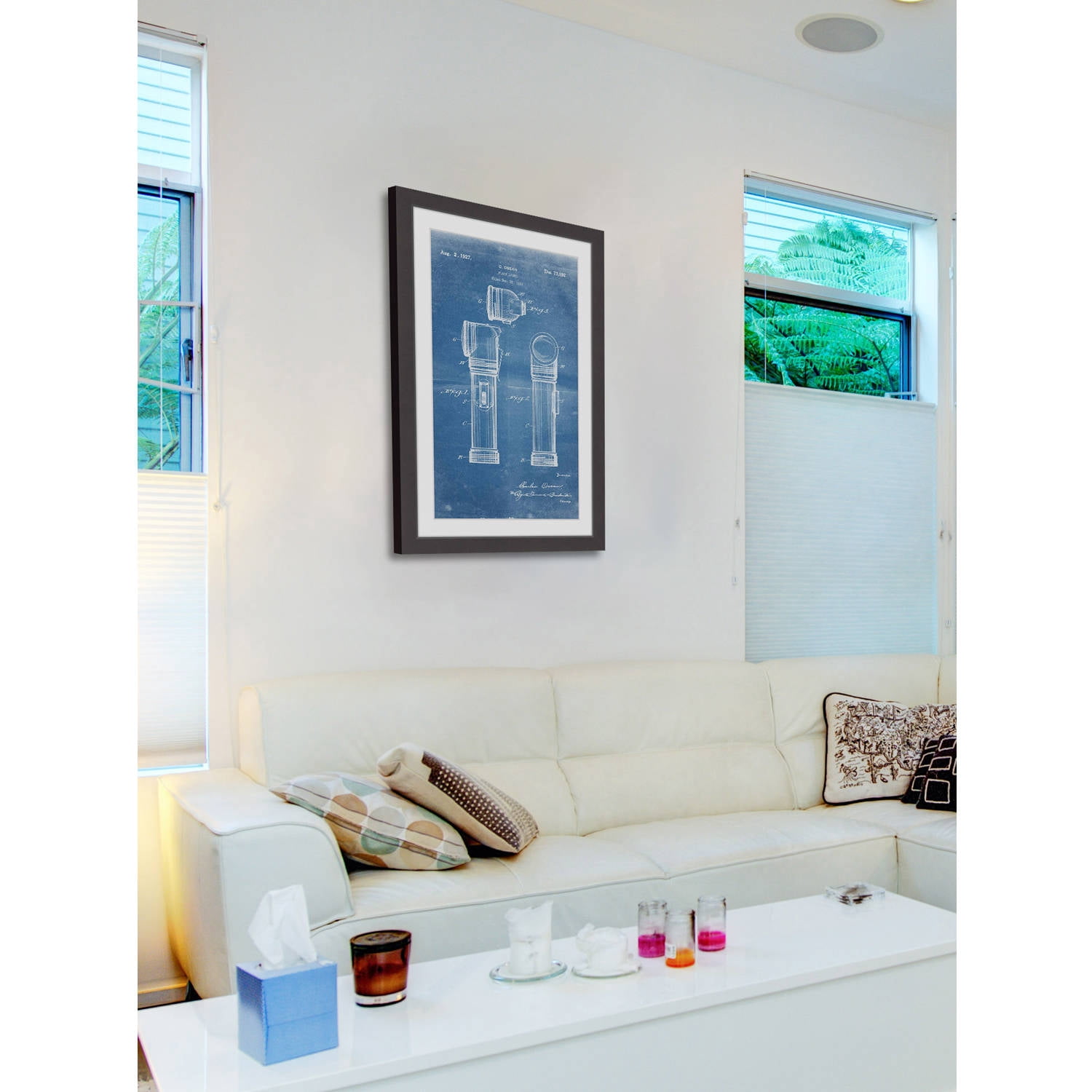 "Flashlight 1923 Blueprint" Framed Painting Art Print, 12" x 1.5"