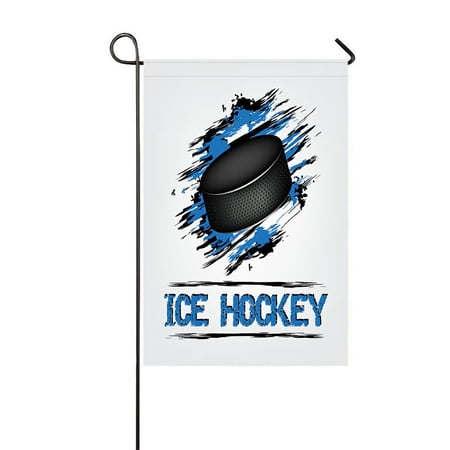 ABPHQTO Ice Hockey Puck Grunge Effect Home Outdoor Garden Flag House Banner Size 12x18 Inch
