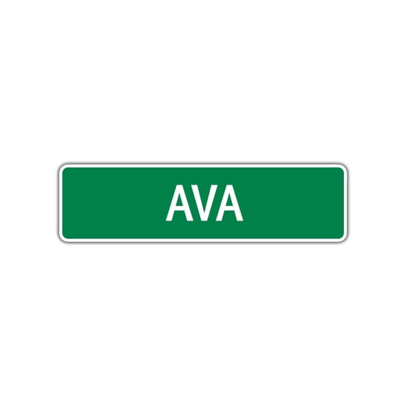 Ava Girls Children Name Letter Printed Plaque Decoration Label Indoor Outdoor Unique Wall Novelty Aluminum Metal Sign 4"x13.5"