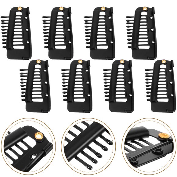 WASHWEPE 8Pack Hair Clips for Extensions Hair Fixing Metal Black for Daily Use