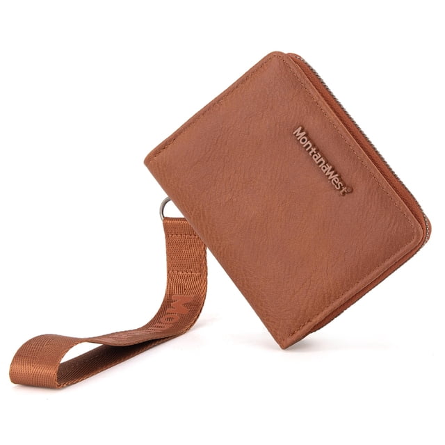 Monedero Montana West para mujer pequeña con pulsera RFID marrón