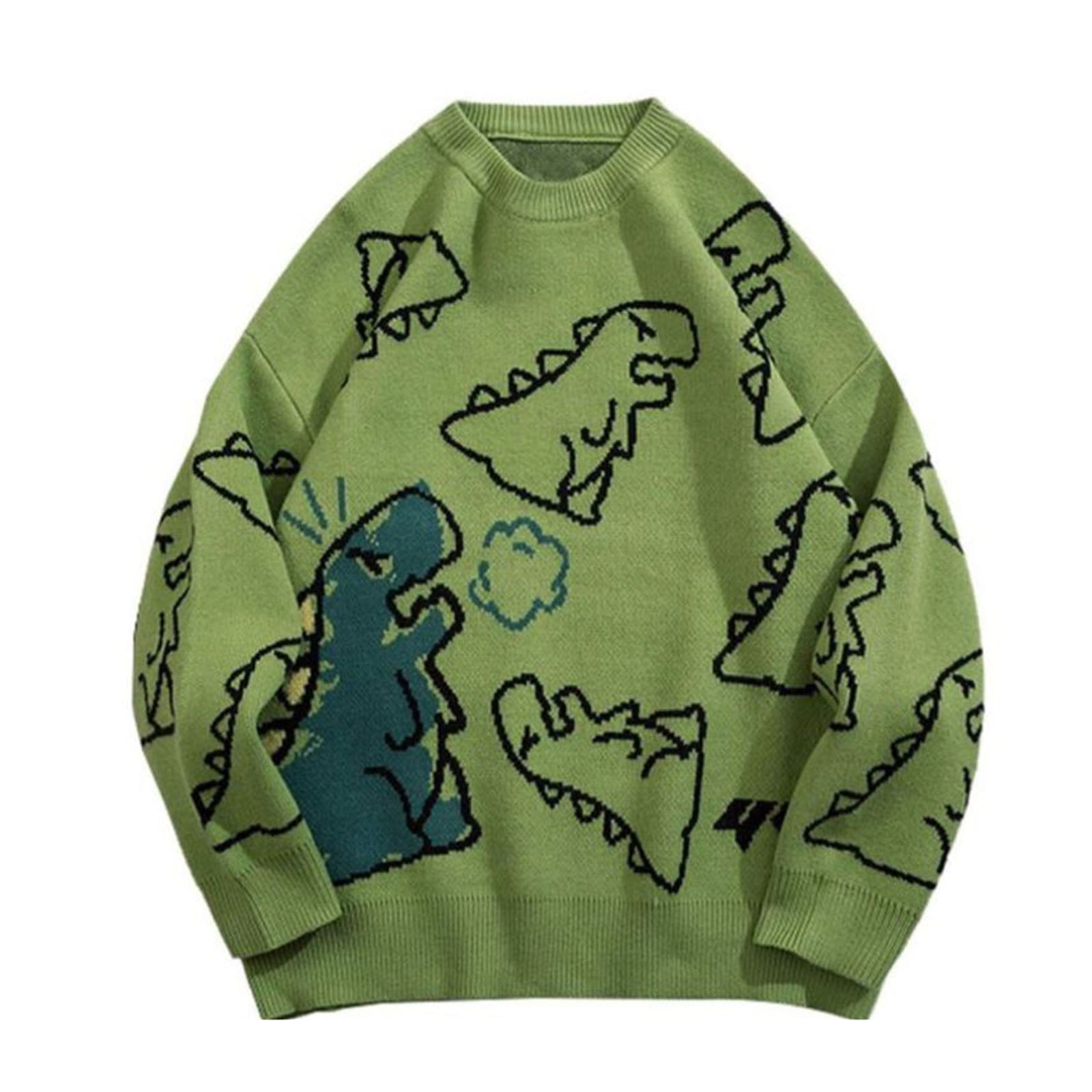 GXFC Women Dinosaur Print Knit Sweater Aesthetic Harajuku Oversized ...