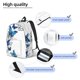 thumbnail image 3 of Disketp Blue Flying Butterflies print Canvas Backpack Lightweight Travel Daypack Student Rucksack Laptop Backpack-, 3 of 5