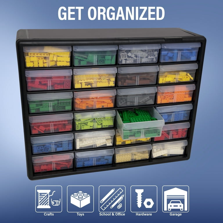 Akro-Mils Plastic Storage Cabinet, 24 Drawers, Small Parts Storage