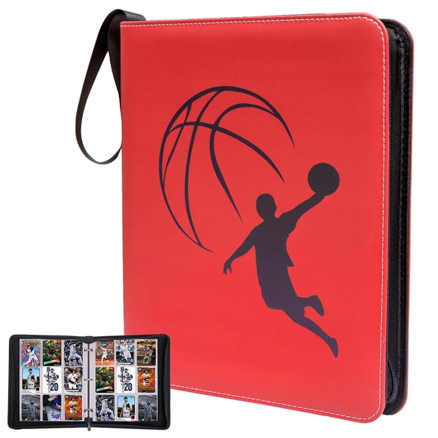 Carpeta para cartas de 9 bolsillos, doble cara, con cierre de cremallera, 33 x 27 x 5 cm