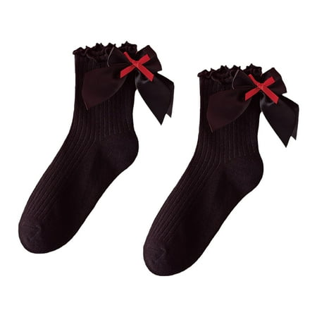 

SIEYIO Lolita White Lace Socks Women Bowknot Cotton Socks Female Sweet JK Socks