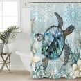 thumbnail image 5 of Ocean Turtle Shower Curtain, 66" x 72", Marine Life Starfish Coral Retro Waterproof Bathroom Curtain Washable Shower Curtain Set with 12 Hooks, 5 of 6