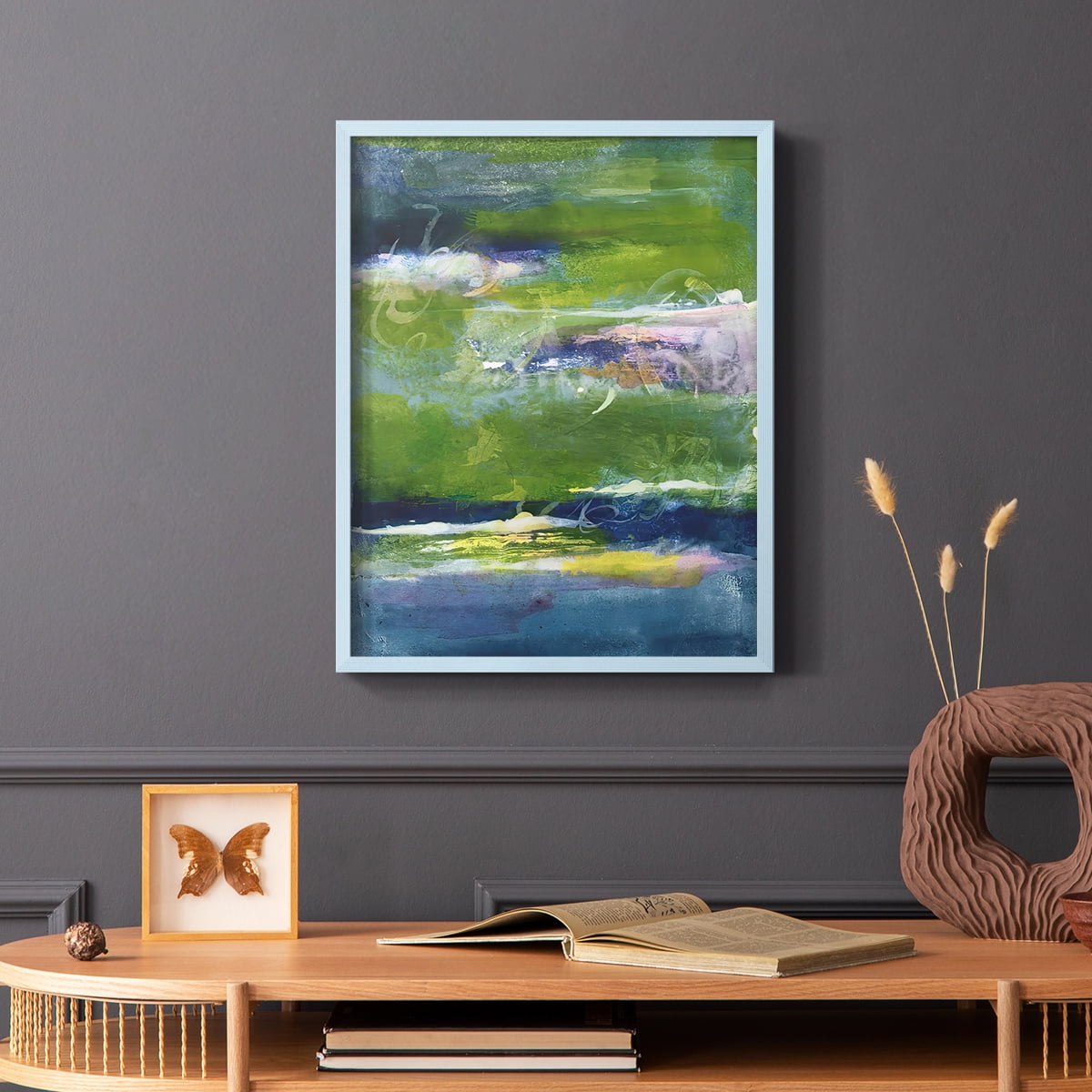Bales of Color I Framed Print in Blue Solid Wood Framed Print No Nail Hanging