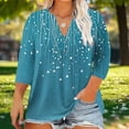 thumbnail image 2 of Womens Plus Size Tops Summer 3/4 Length Sleeve Casual Printed V-Neck Blouse Fashionable And Comfortable Top Spring Beach Vacation Trendy (Size:L-5XL), 2 of 5