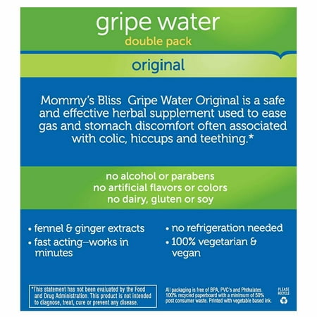 Mommy's Bliss Gripe Water Relieves Stomach Discomfort & Gas, 4 oz, 2 Pack