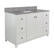 Design House 591305 Shorewood 2-Door 6-Drawer Vanity with Granite 4" Centerset Kashmir White Vanity Top, Unassembled, 49x22, White