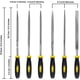 thumbnail image 3 of Juego de 6 limas de aguja con mango de metal, 4 limas de metal pequeñas de 160 mm: planas, planas, cuadradas, triangulares, redondas y semicirculares para trabajar la madera y el metal, 3 of 5