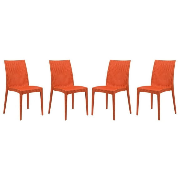Retro Dining Chairs Set of 4 - Indoor Outdoor Accent Chairs - Modern Weave Design