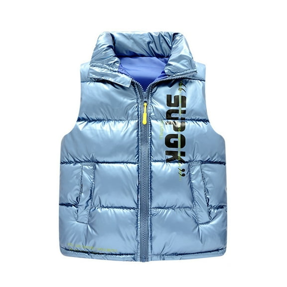 LYMAYTER Kids Boys Girls down Vest Jacket Toddler Sleeveless Thickened Outerwear Baby Fall Winter Lapel Tank for 2-10Y