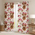 thumbnail image 2 of Erosebridal Cute Highland Cow Black Out Curtains,Pink Red Flowers Blossom Curtains Pack of 2 (42x63 Each) For Girls Boys, 2 of 7