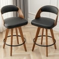 thumbnail image 2 of FOWEOAIU Bar Stools Leather Upholstered Adjustable Swivel Counter Stool 26"，with Footrest for Bar, Kitchen Island, Bistro, Black (Set of 2）, 2 of 7