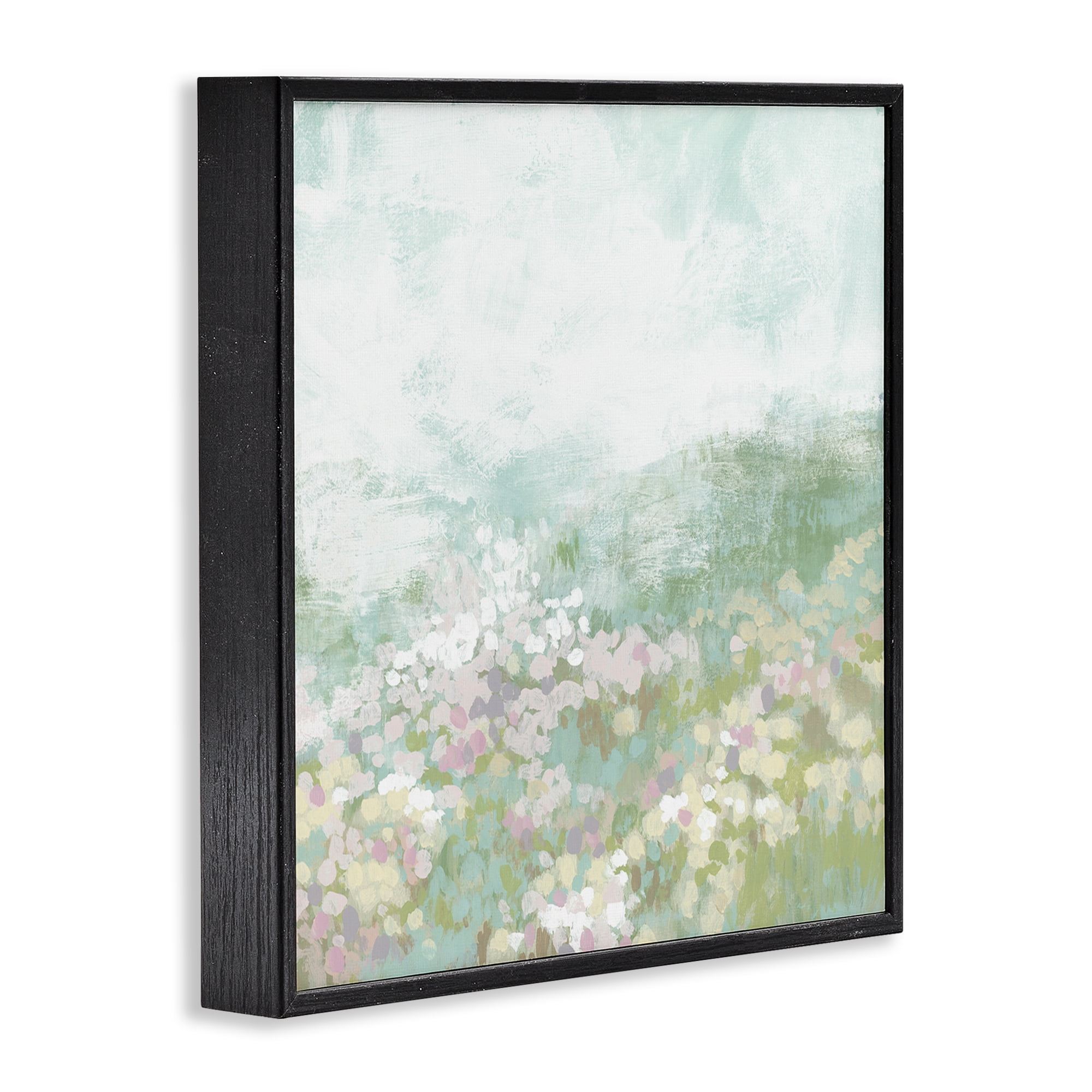 Stupell Industries Rural Meadow Impression Landscape Painting Black Framed Art Print Wall Art, 12 x 12