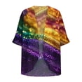thumbnail image 5 of TaTaai Womens printed chiffon cardigan, 3/4 sleeves, sun-protective fabric, casual fashionable, soft lightweight, Mardi Gras outfit, ideal for daily wear & festival gatherings Gift, 5 of 5