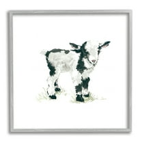 Baby Farm Lamb Minimal Country Animal over White Animals & Insects Framed Art Print Wall Art, 17x17