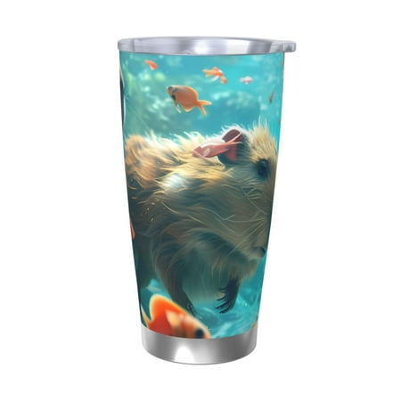 

Salouo Underwater Swimming Guinea Pig Print 20oz Tumbler with Lid Stainless Steel Vacuum Insulated Tumbler Durable Insulated Coffee Mug Thermal Cup with Splash Proof Sliding Lid-Without Straw