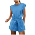 thumbnail image 1 of TrendOFT Combinaison d'Été Décontractée pour Femmes, Short Habillé, Dos Ouvert, Sans Manches, avec Poches, une Pièce, Bleu S, 1 of 8