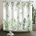 thumbnail image 3 of Watercolor Green Leaf Shower Curtain for Bathroom Vines Plant Nordic Minimalist Polyester Botanic Curtain for Home Hotel 180x240, 3 of 7