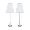 thumbnail image 4 of Aspen Creative 40156-22, Two Pack Set – 30" High Transitional Metal & Crystal Table Lamp, Pewter Finish and Hardback Empire Shaped Lamp Shade in Off White, 10" Wide, 4 of 6