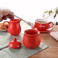 thumbnail image 4 of Haifle Cream And Sugar Sets, Sugar And Creamer Set With Lids, Milk And Sugar Serving Set, Creamer Container, Sugar Bowl Set，Decoration For Kitchen-Red-Milk Jug, 4 of 5