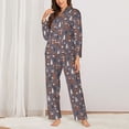 thumbnail image 2 of Pofeuu Snowflake Fox Print Womens Pajamas Set Long Sleeve Sleepwear Button Down Nightwear Soft Pj Lounge Sets Button Down Pajamas Women-Small, 2 of 7