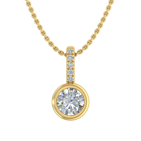 1/4 Carat Diamond Solitaire Pendant Necklace in 14K Yellow Gold (Included Silver Chain)