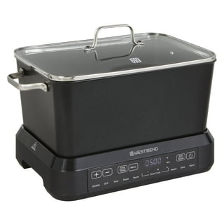 West Bend 6 Qt. Oval Silver Manual Crockery Slow Cooker with Ceramic  Cooking Vessel and Glass Lid 87156 - The Home Depot