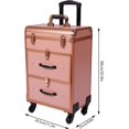 thumbnail image 4 of 3 Layers Rolling Makeup Case, Nail Travel Case Cosmetology Case, Makeup Cart Make Up Suitcase Cosmetic Trolley with Wheels (Gold), 4 of 7