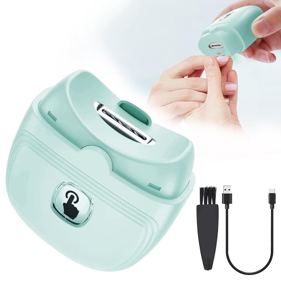 Automatic Electric Nail Clipper with 3-Speeds Levels and Nail Clip Storage, LCD Light, Safety Nail Clipper, USB Rechargeable Suitable for adults and Seniors(Green)