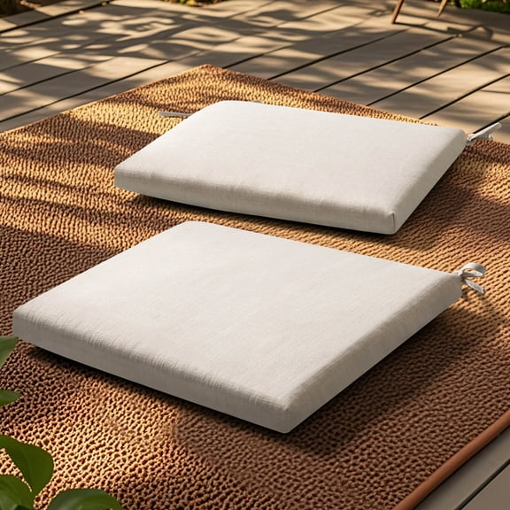 Nuu Garden Outdoor Patio Chair Cushions Set of 2, Outdoor Seat Cushions for Patio Furniture Patio Chair Cushions with Zippers, Square Outdoor Chair Pads, Beige
