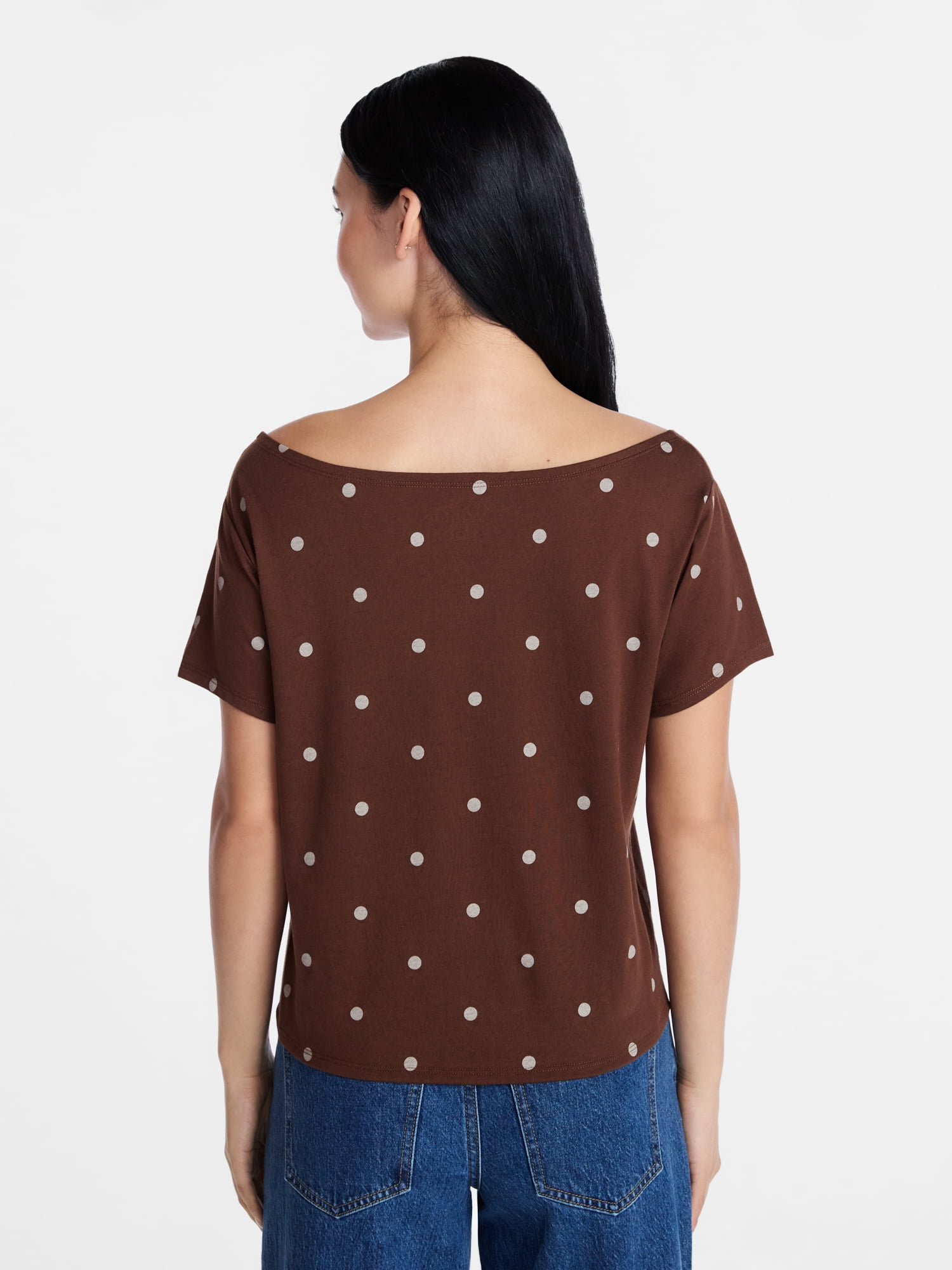 Winnie the Pooh Women's Off the Shoulder Skimmer Polka Dot Tee, Sizes XXS-XXL