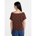 thumbnail image 3 of Winnie the Pooh Women's Off the Shoulder Skimmer Polka Dot Tee, Sizes XXS-XXL, 3 of 5