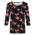 thumbnail image 4 of WJHWSX 3/4 Length Sleeve Womens Tops,Going Out Tops for Women,Breathable,Crew Neck,Printed,Multicolor,M, 4 of 5