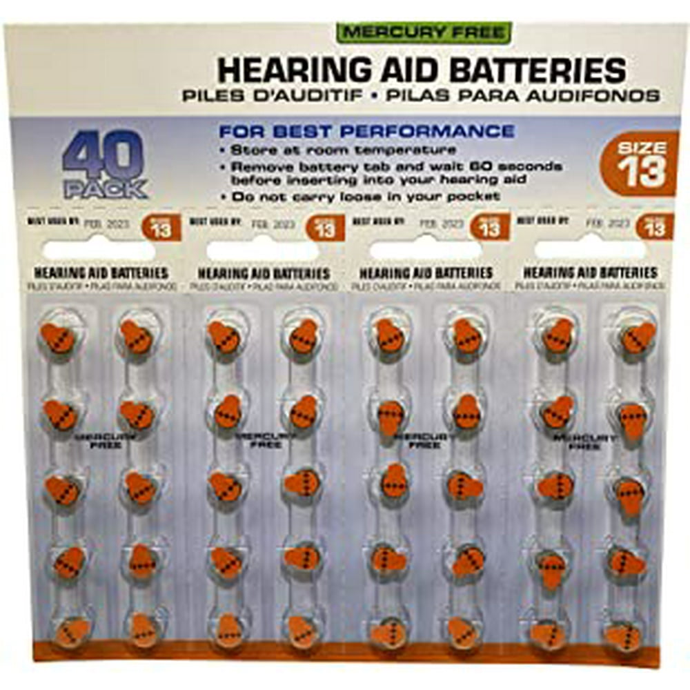 Lucid Audio Hearing Aid Batteries Size 13 Pack of 40 (Zinc Air