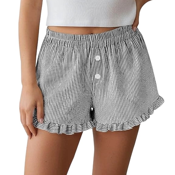 BOOMNY Womens Pajamas Shorts Elastic Wasit Baggy Pjs Shorts For Women Plaid Lightweight Loose Fit Homewear Loungewear Bottoms
