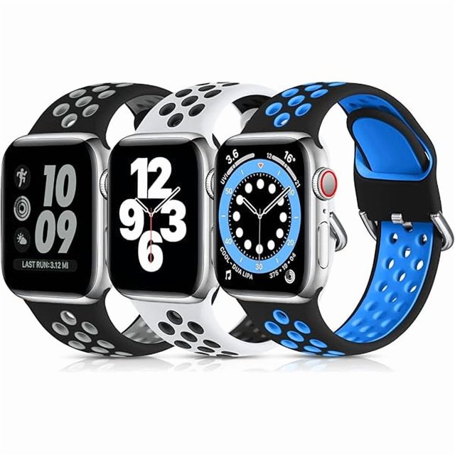 Chenchen 3 Pack Sport Bands Compatible with Apple Watch Band 44mm 46mm 45mm 42mm 49mm Men Women,Soft Silicone Breathable Band for iWatch SE Ultra 3 2 for iWatch Series 11 10 9 8 7 6 5 4 3 2 1