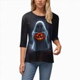 thumbnail image 4 of Godom Halloween T Shirts for Womens 3/4 Sleeve Shirt Crewneck Basic Tees Soft Loose Fit Fall Outfits Fashion Tops 2025, 4 of 6