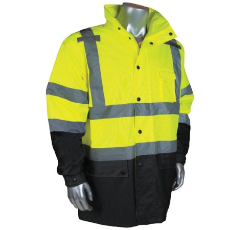 Extra Large Light Oxford - RW30-3Z1Y-XL Class 3 General Purpose Rain Jacket (1 per Pack), Extra Large, Green, 300 denier PU coated Hi-Viz oxford material By Radians